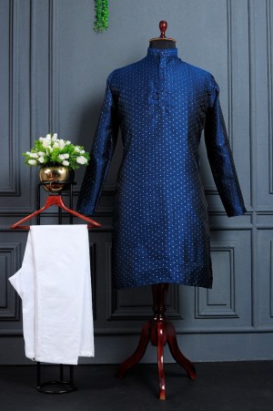 Designer Traditional Printed Jacquard Black, Blue, Gray, Yellow, Red, White  Kurta With Pajama